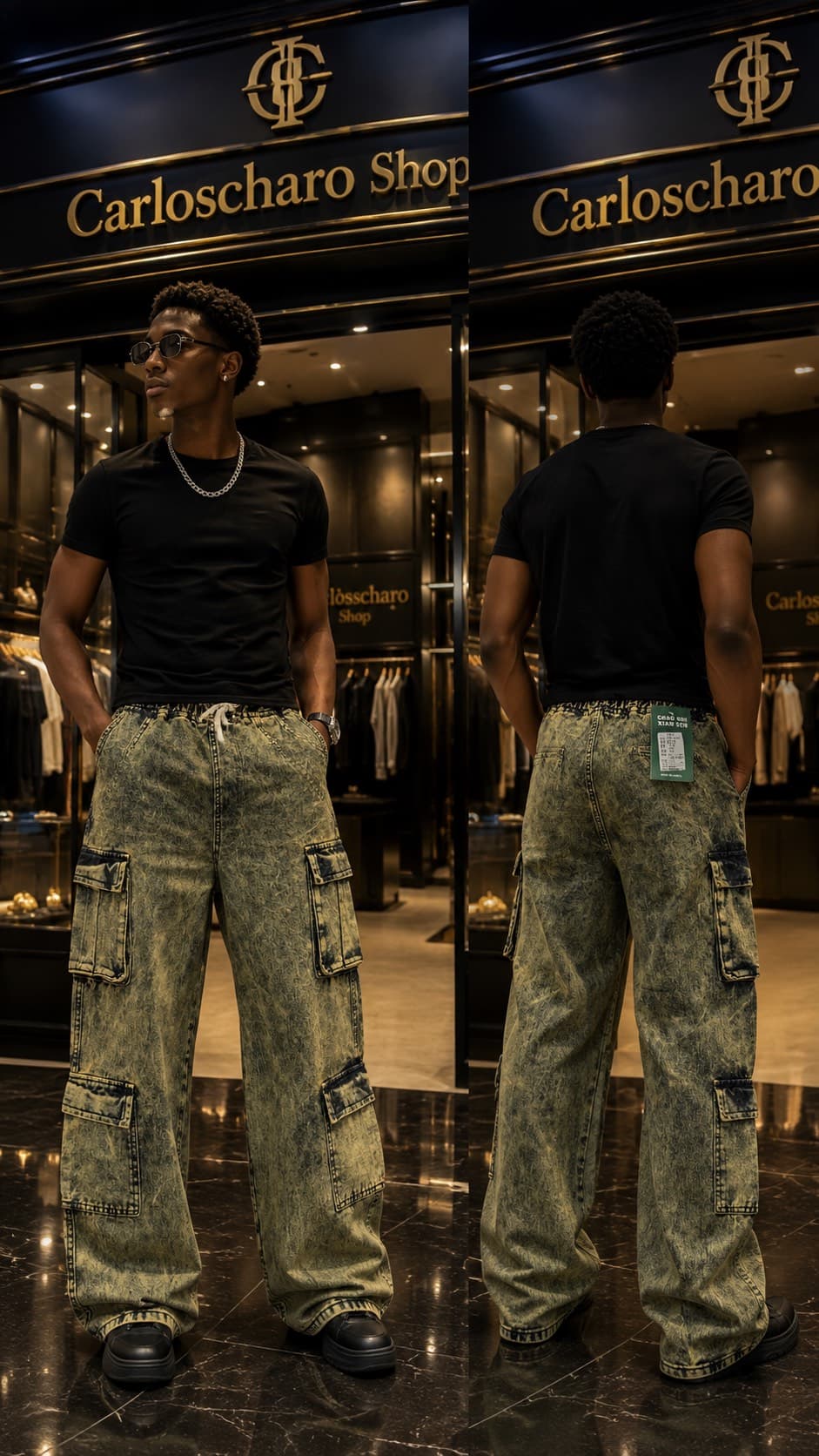 pantalon jean cargo baggy