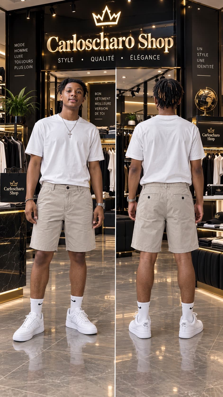 short cargo beige grande taille