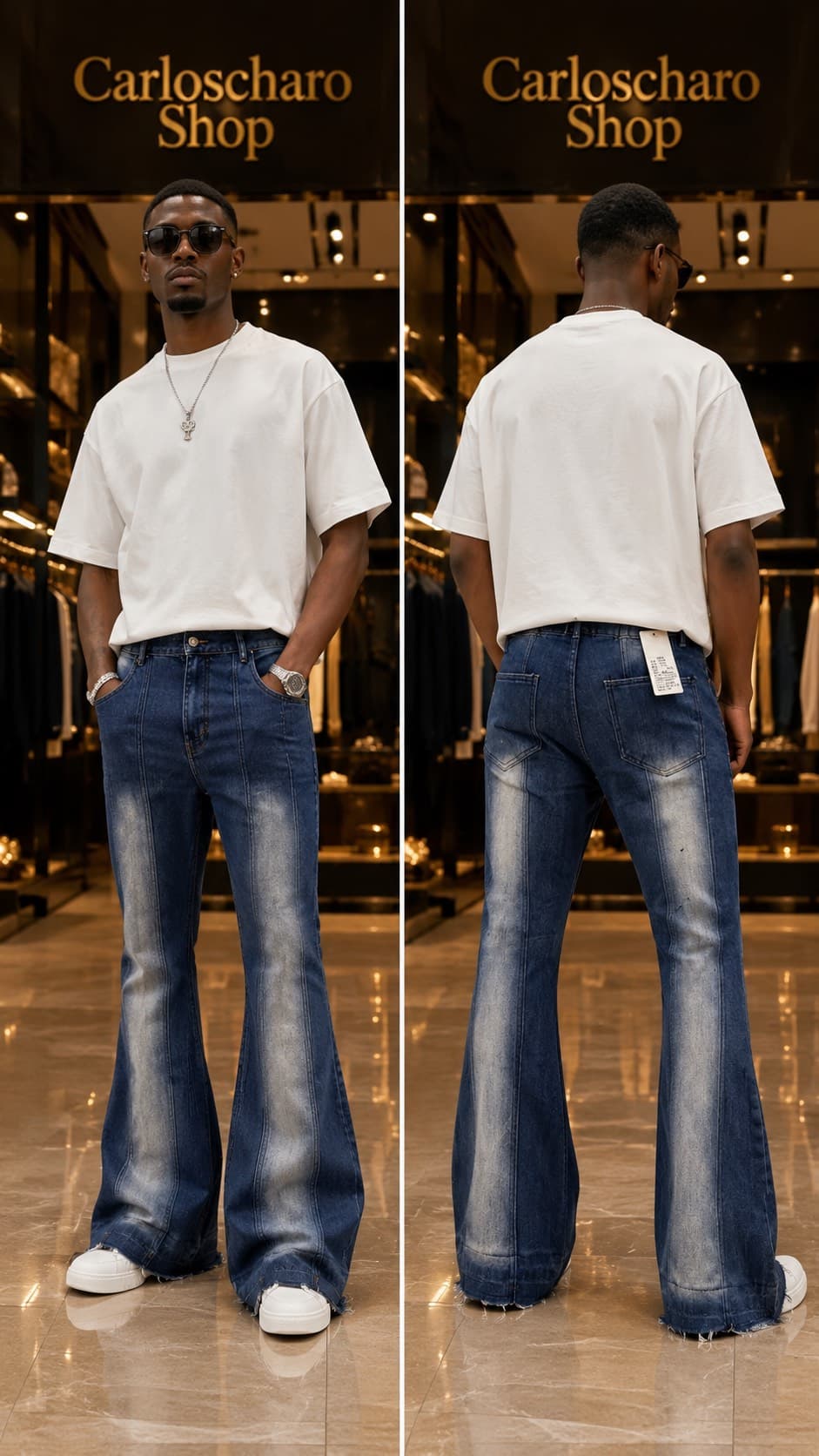 pantalon jean baggy bleu