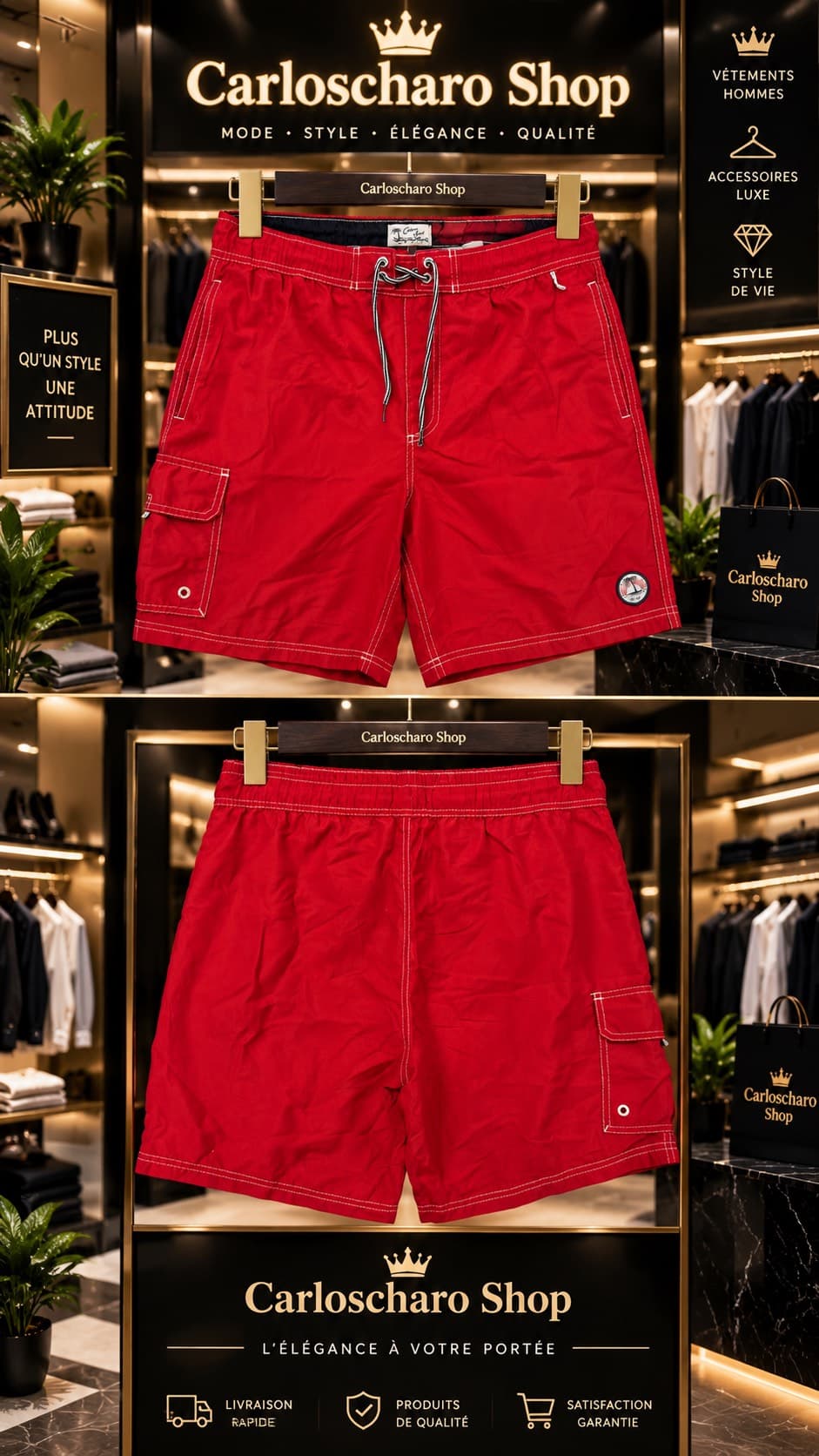 short unisexe grande taille