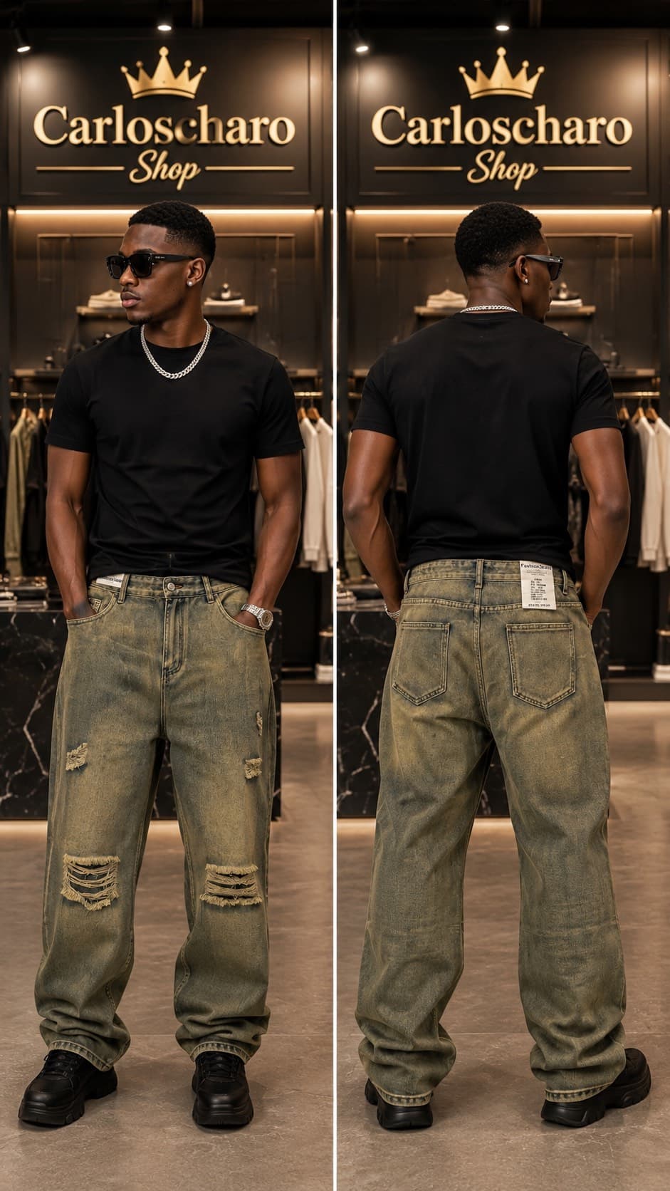 pantalon jean baggy streetwear