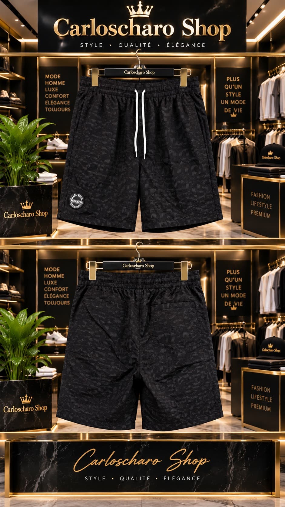 short unisexe noir