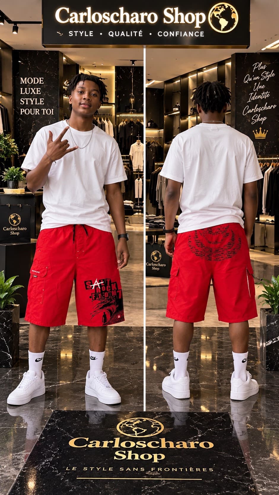 short cargo rouges robuste