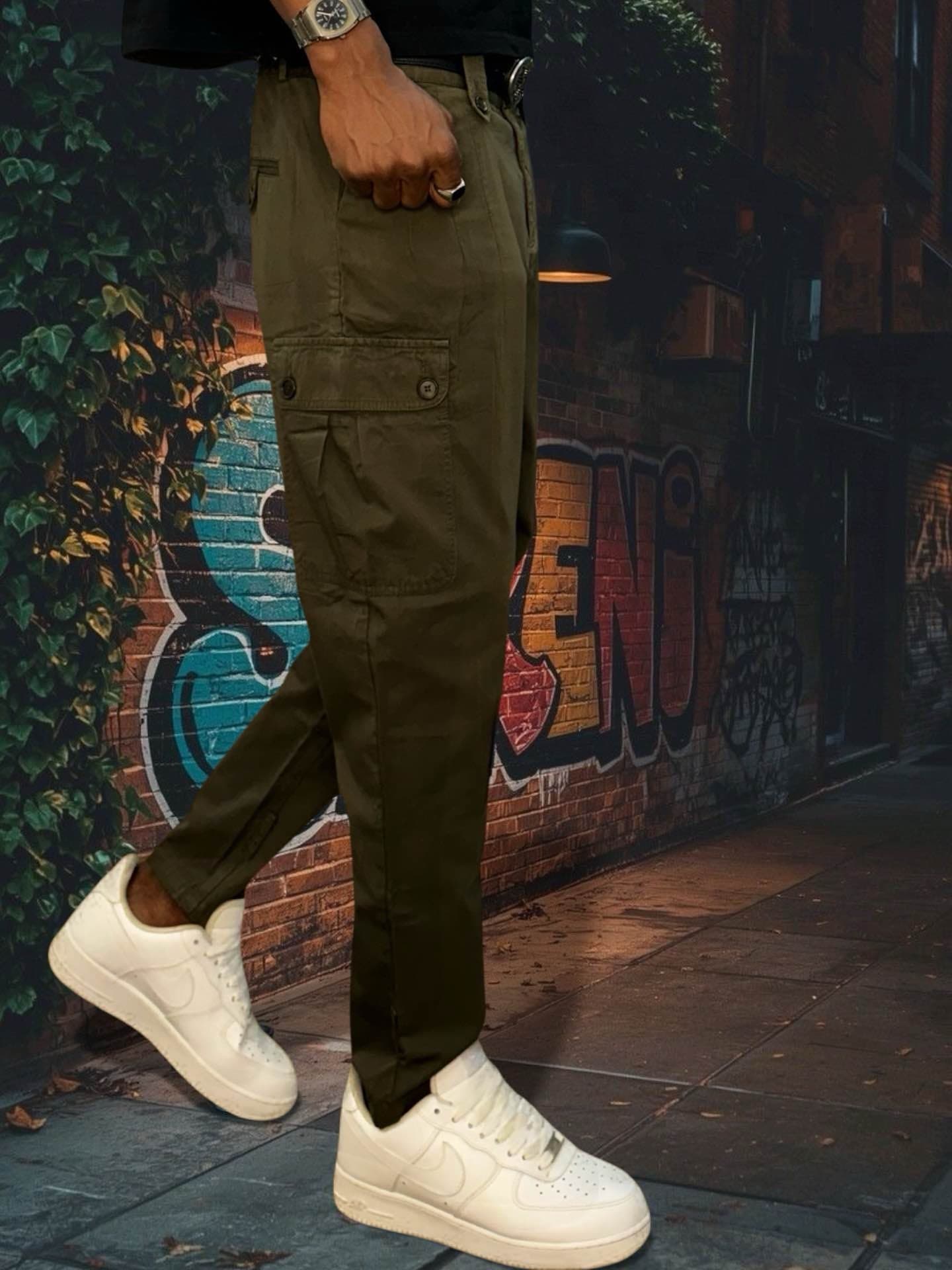 pantalon cargo vert