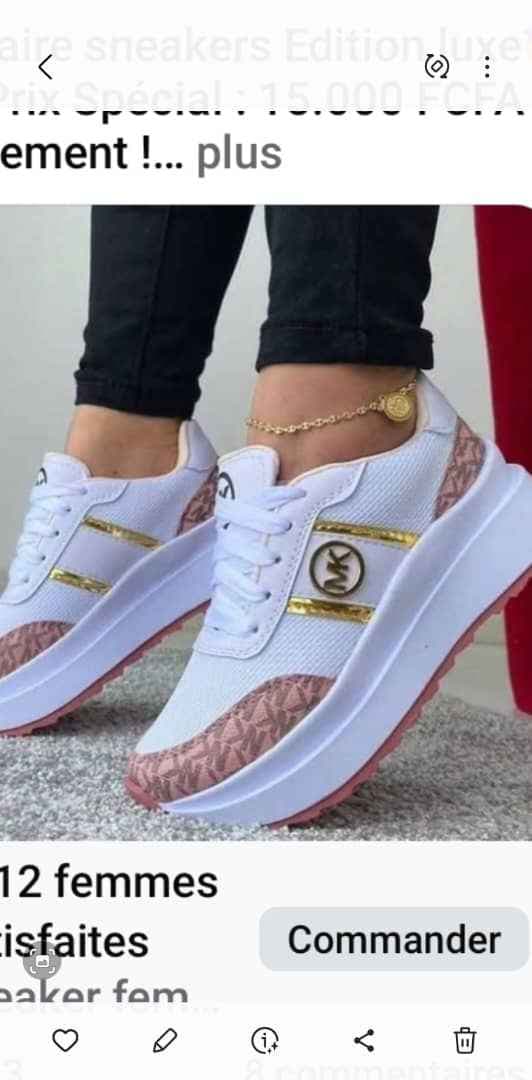 sneakers femme rose blanc